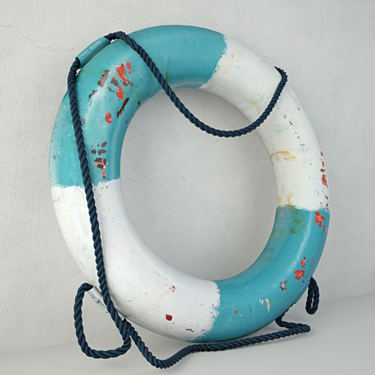 1950s Blue and White Life Preserver 3D model_2
