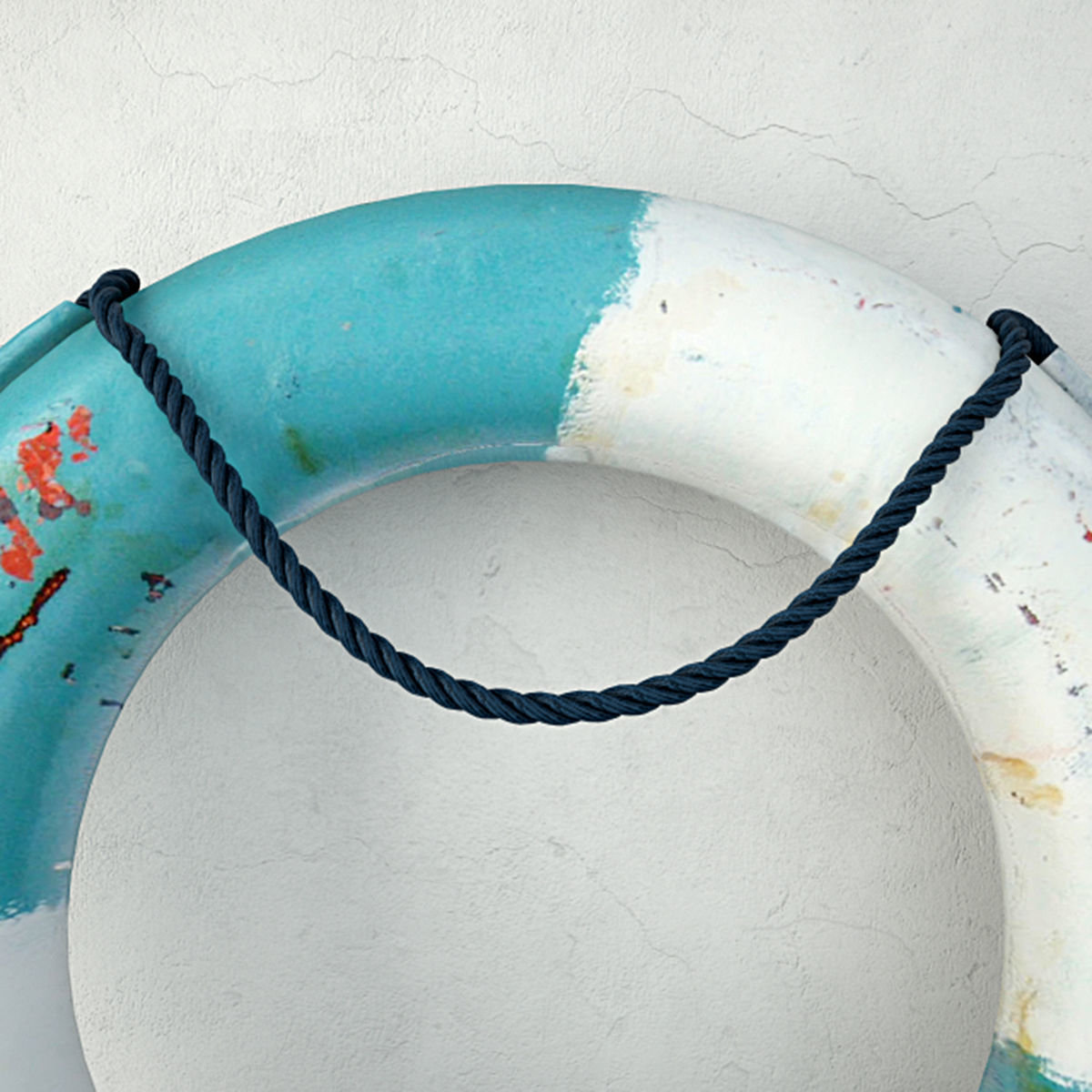 1950s Blue and White Life Preserver 3D model_4