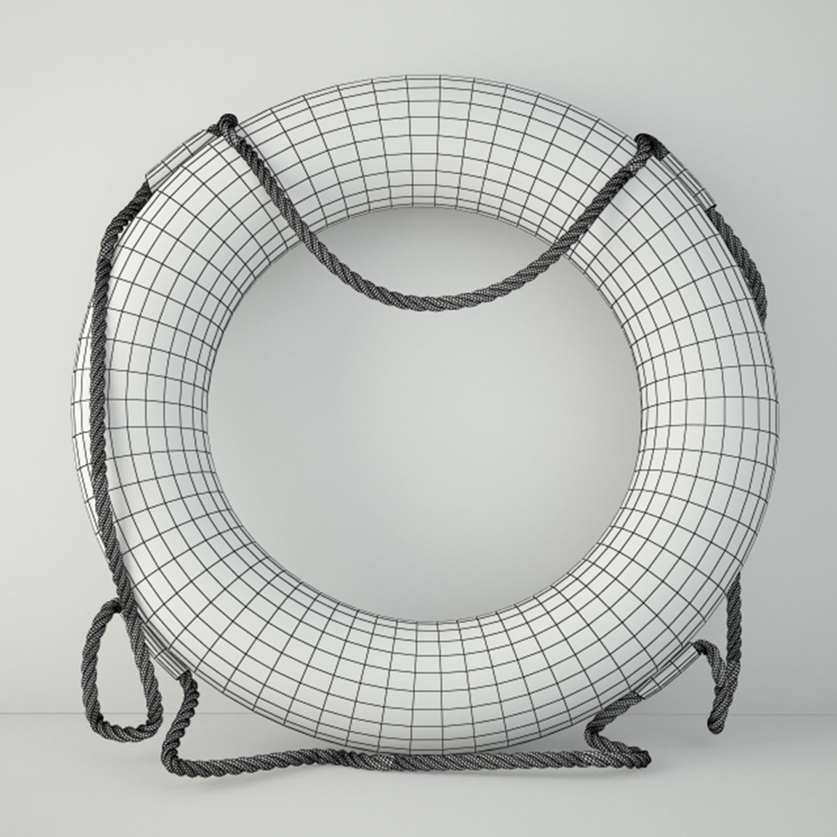 1950s Blue and White Life Preserver 3D model_1