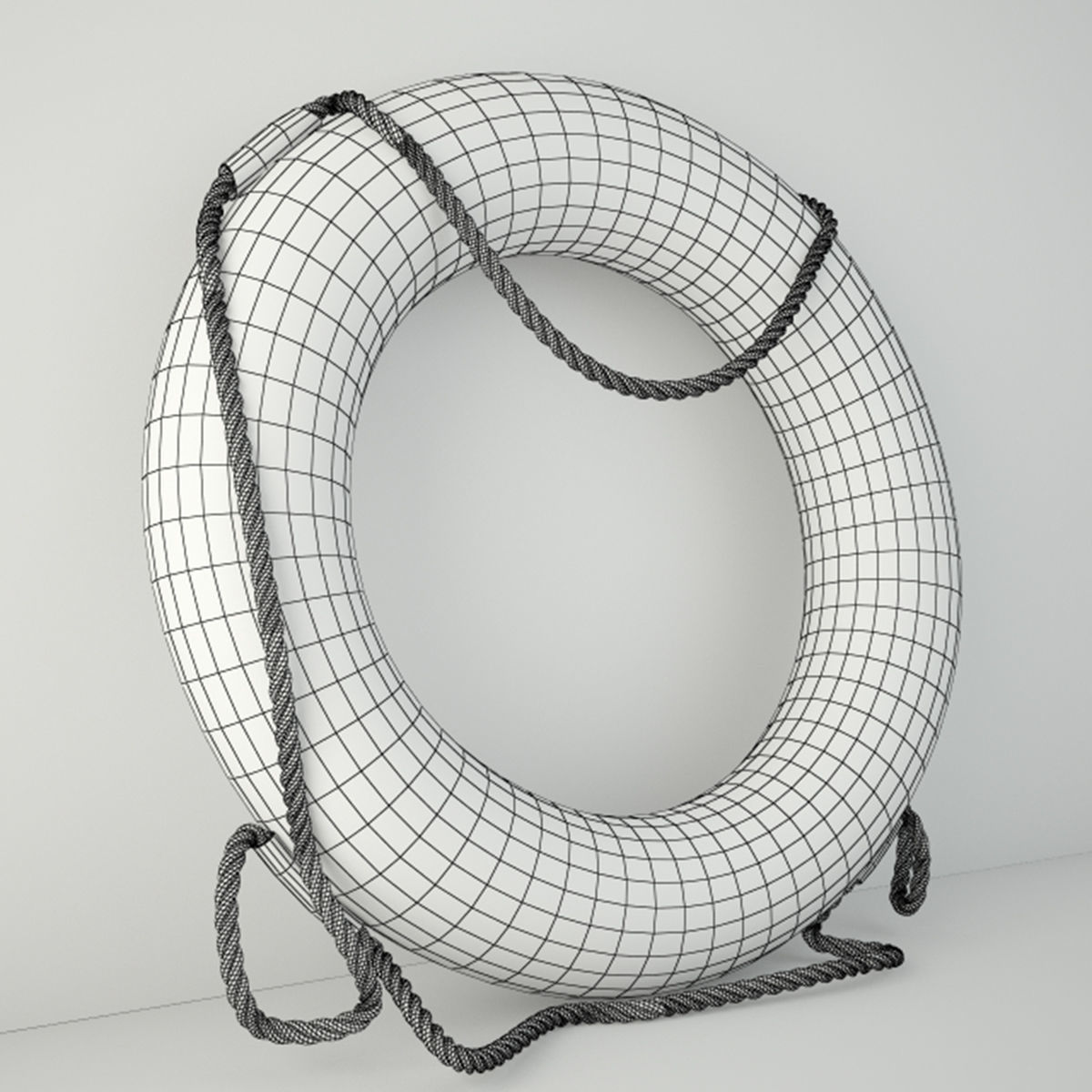 1950s Blue and White Life Preserver 3D model_3