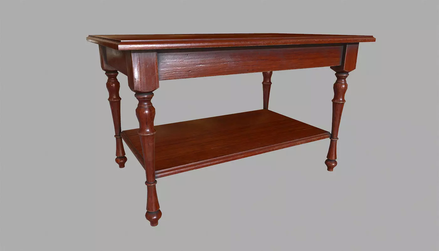 Table wooden Low-poly 3D model_0