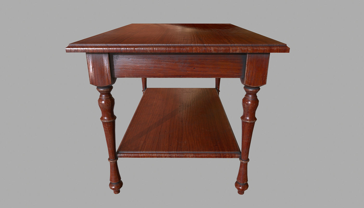 Table wooden Low-poly 3D model_1