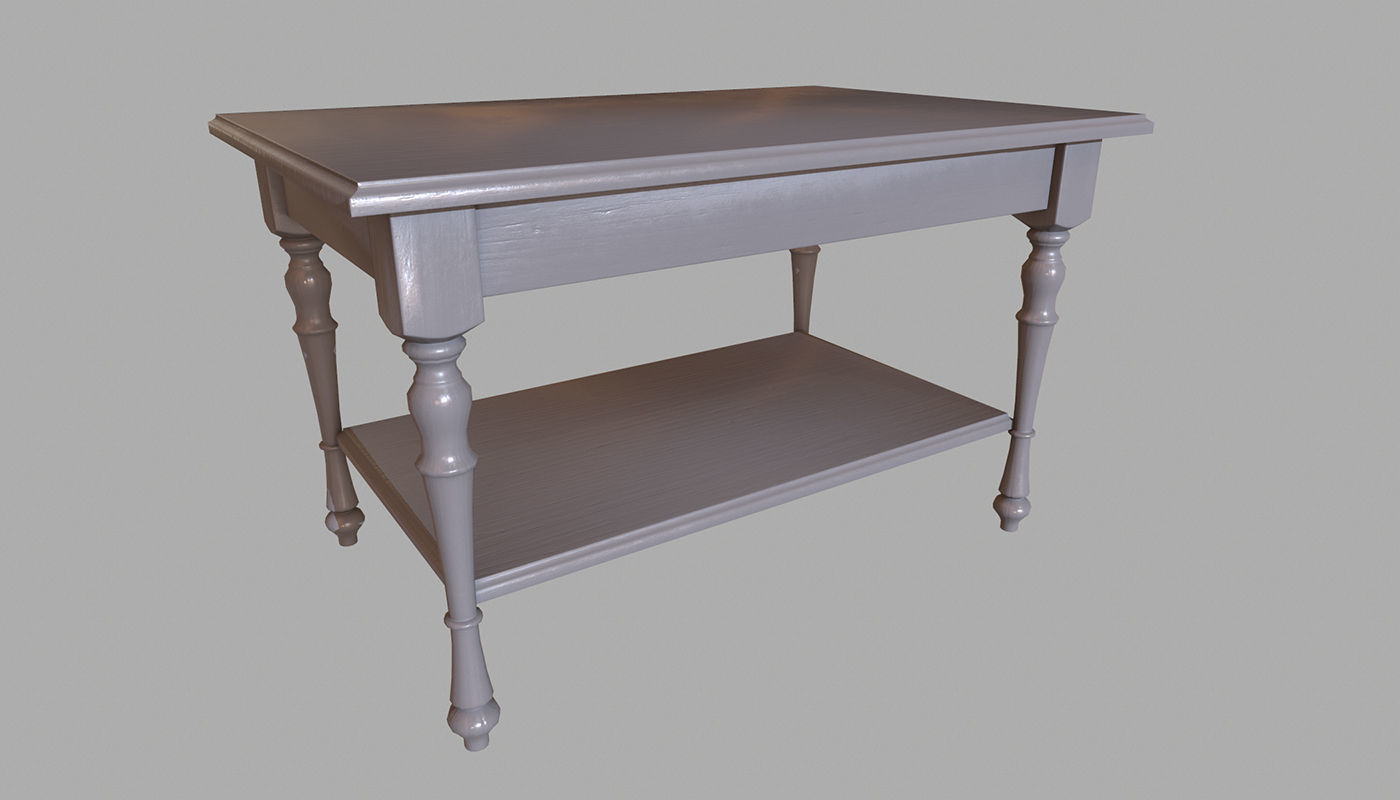 Table wooden Low-poly 3D model_4