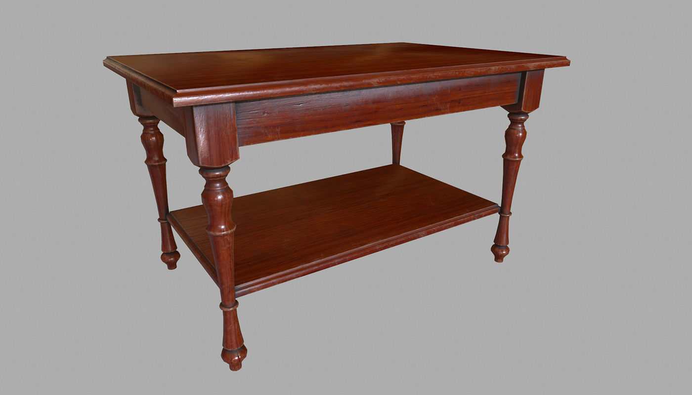 Table wooden Low-poly 3D model_2