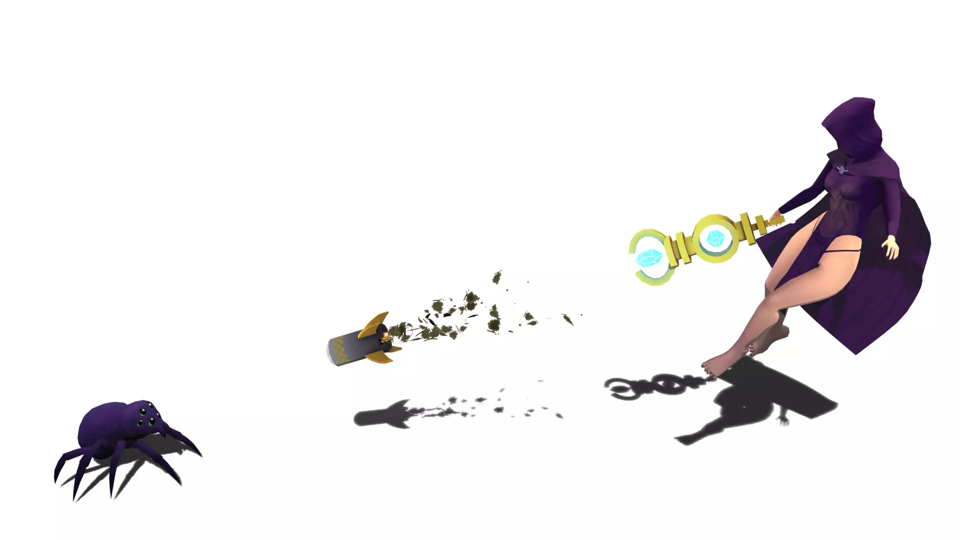 Witch casting a Nuke Spell - Noita fan art Free low-poly 3D model