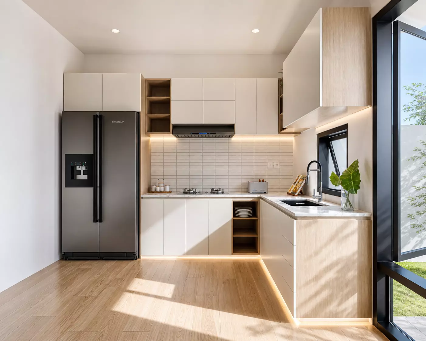 Scandinavian House Interior Kitchen Living Dining SketchUp VRay Low-poly 3D model