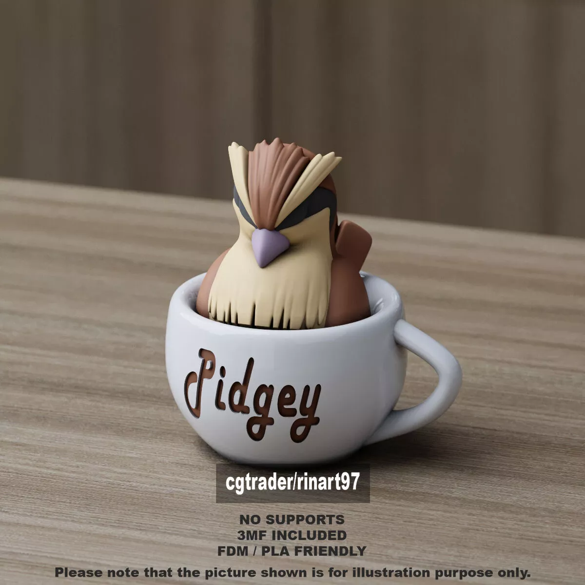Pidgey in the chill cup 3D print model