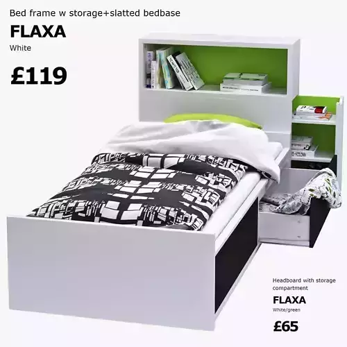 FLAXA bed and headboard ikea 3D model