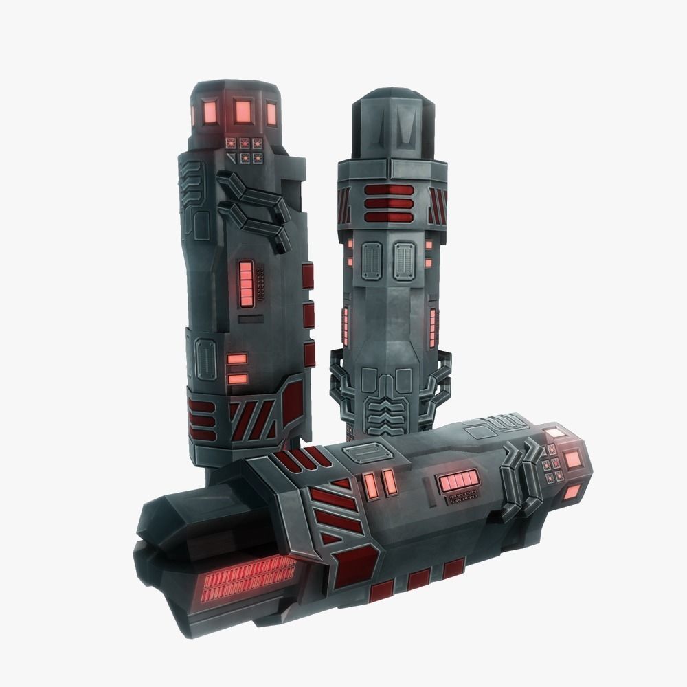 Munitions for a Sci-fi weapon Low-poly 3D model_3
