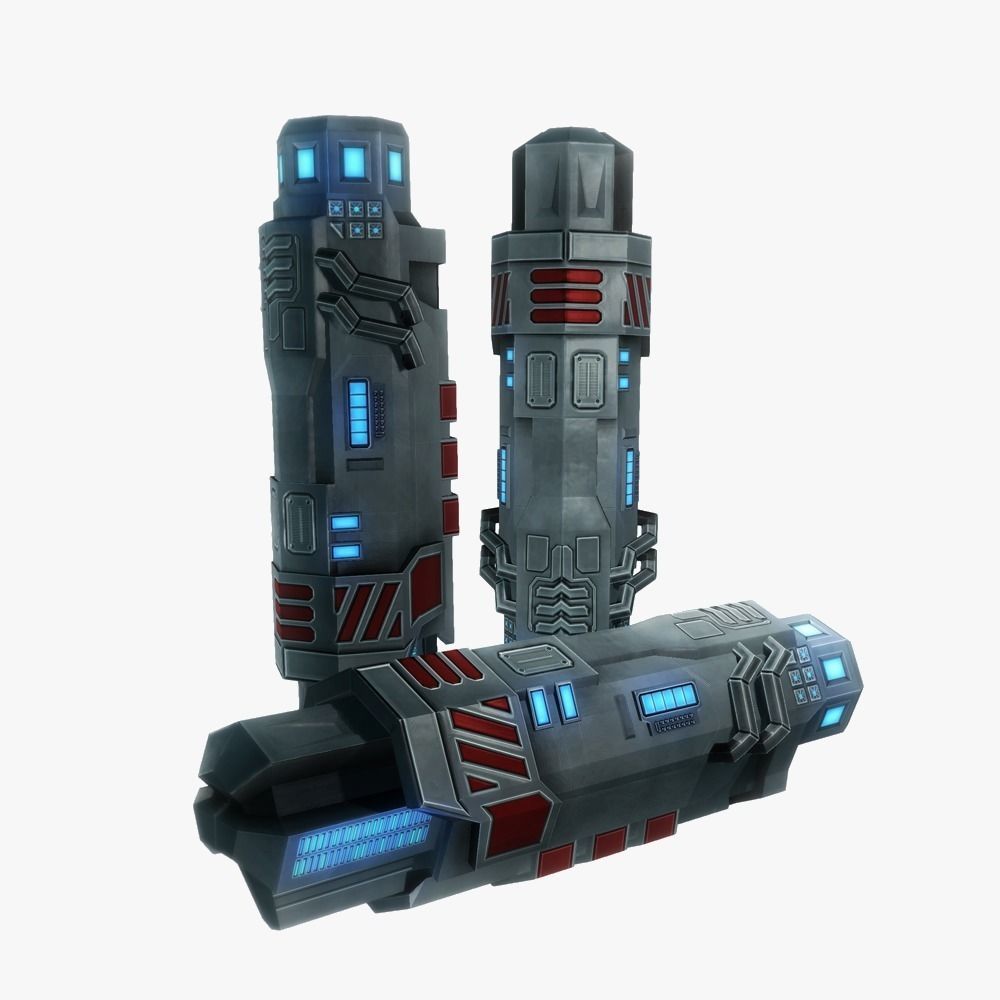 Munitions for a Sci-fi weapon Low-poly 3D model_2