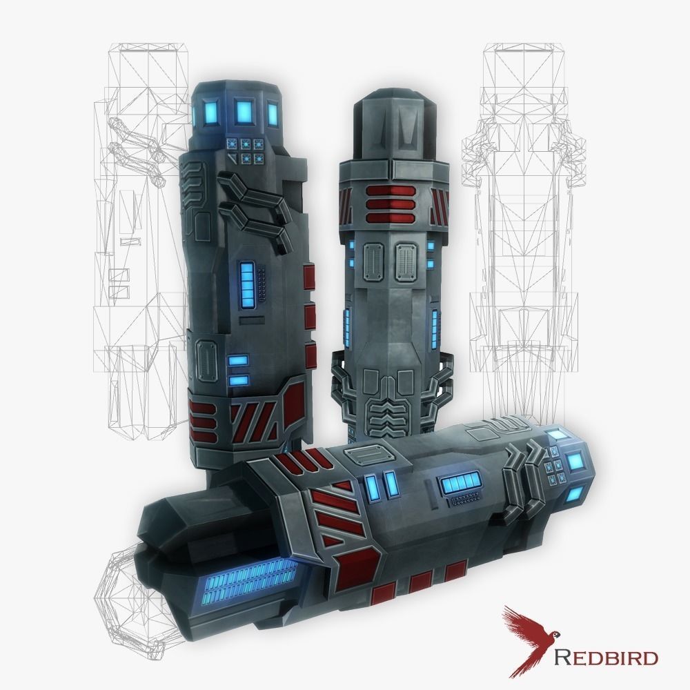 Munitions for a Sci-fi weapon Low-poly 3D model_1