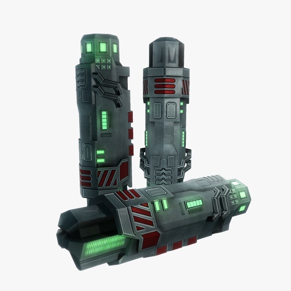 Munitions for a Sci-fi weapon Low-poly 3D model_4