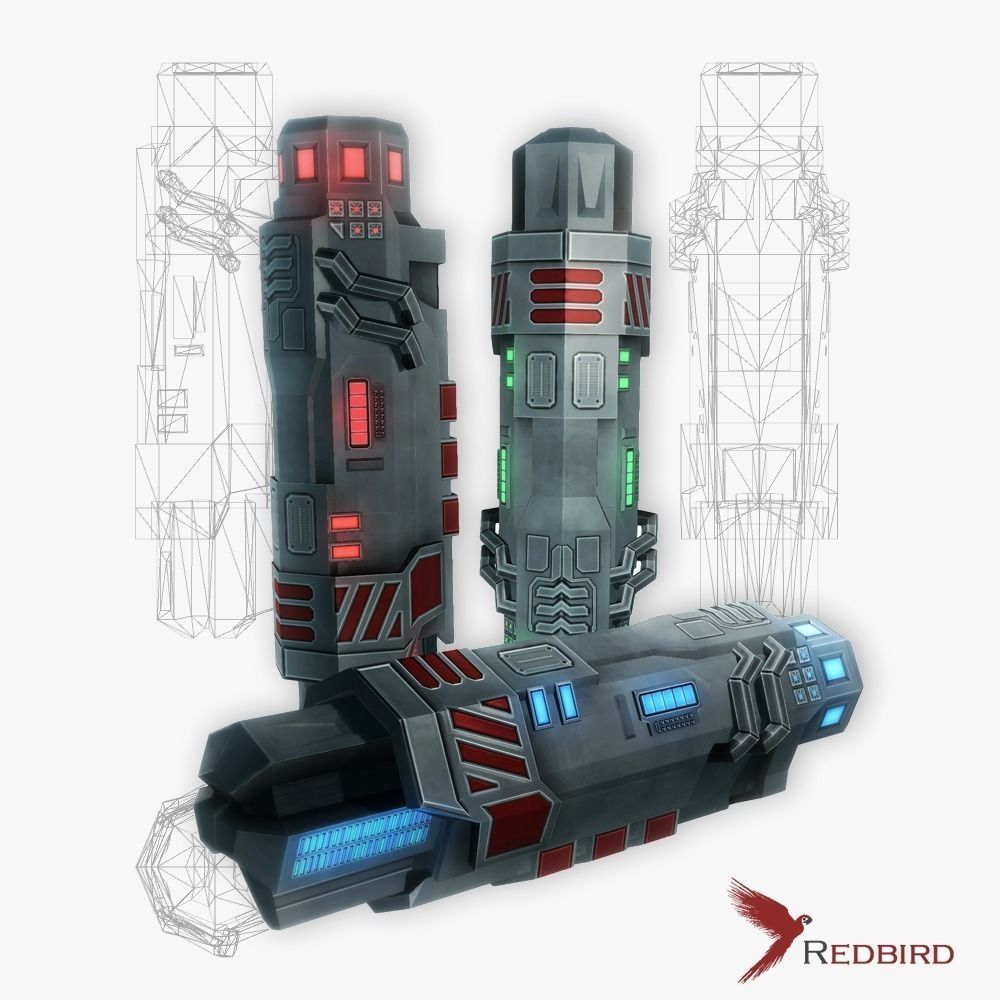Munitions for a Sci-fi weapon Low-poly 3D model_0