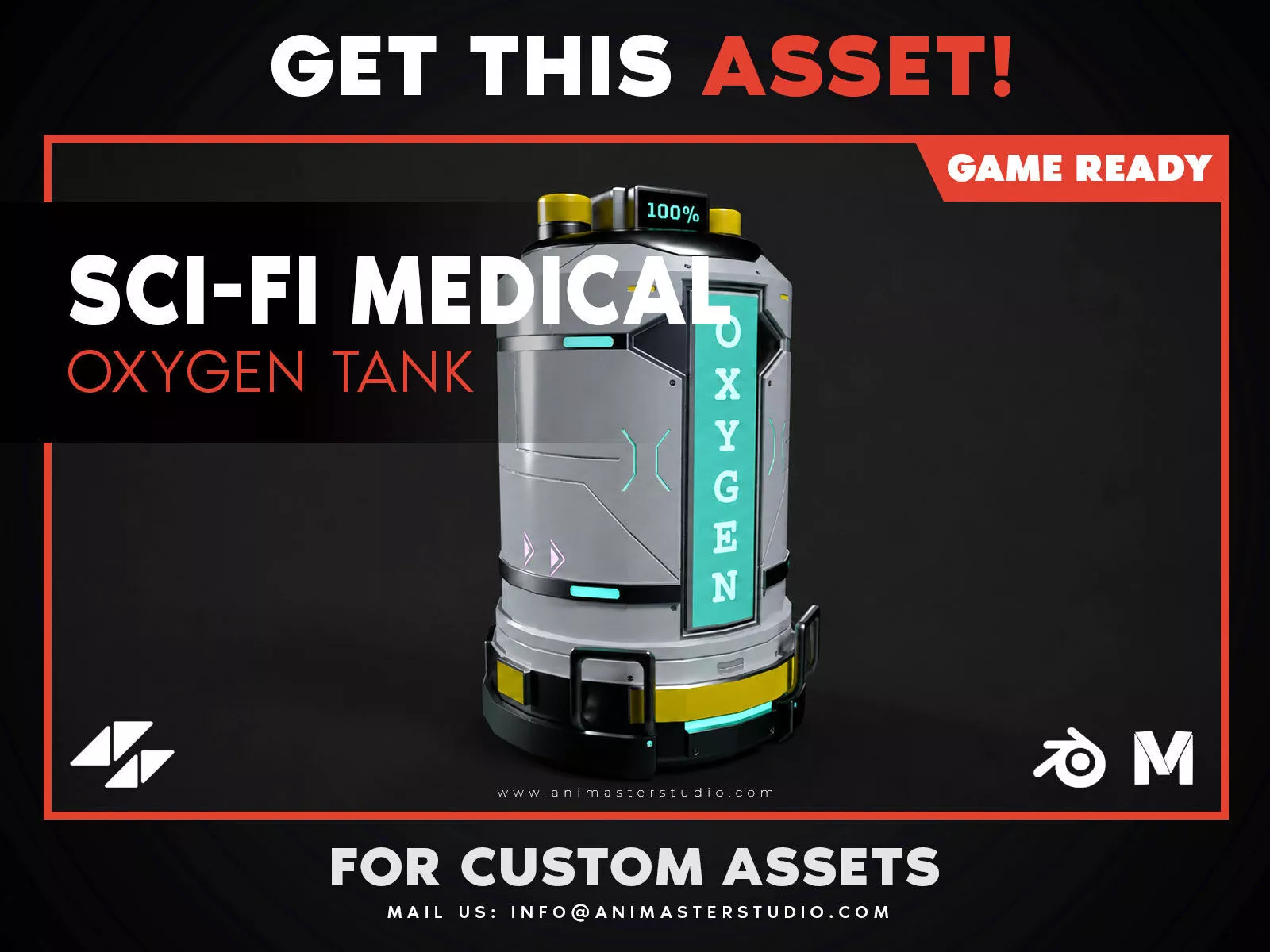 Sci-Fi Medical Oxygen Tank Low-poly 3D model