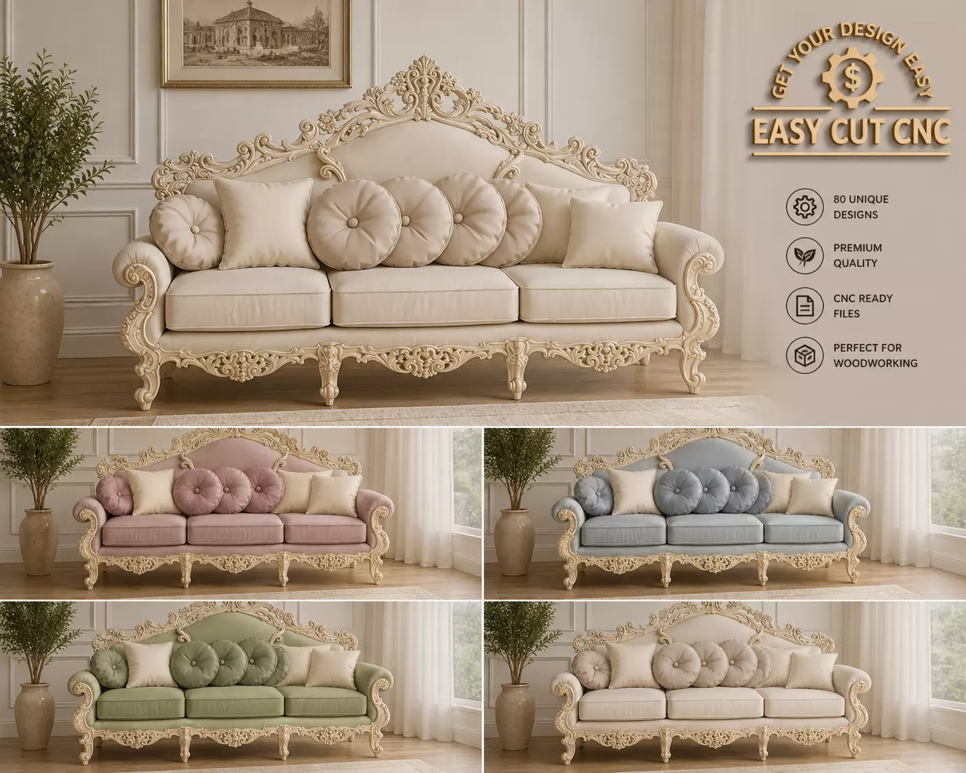 Royal Luxury Classic Sofa CNC Design 3D model