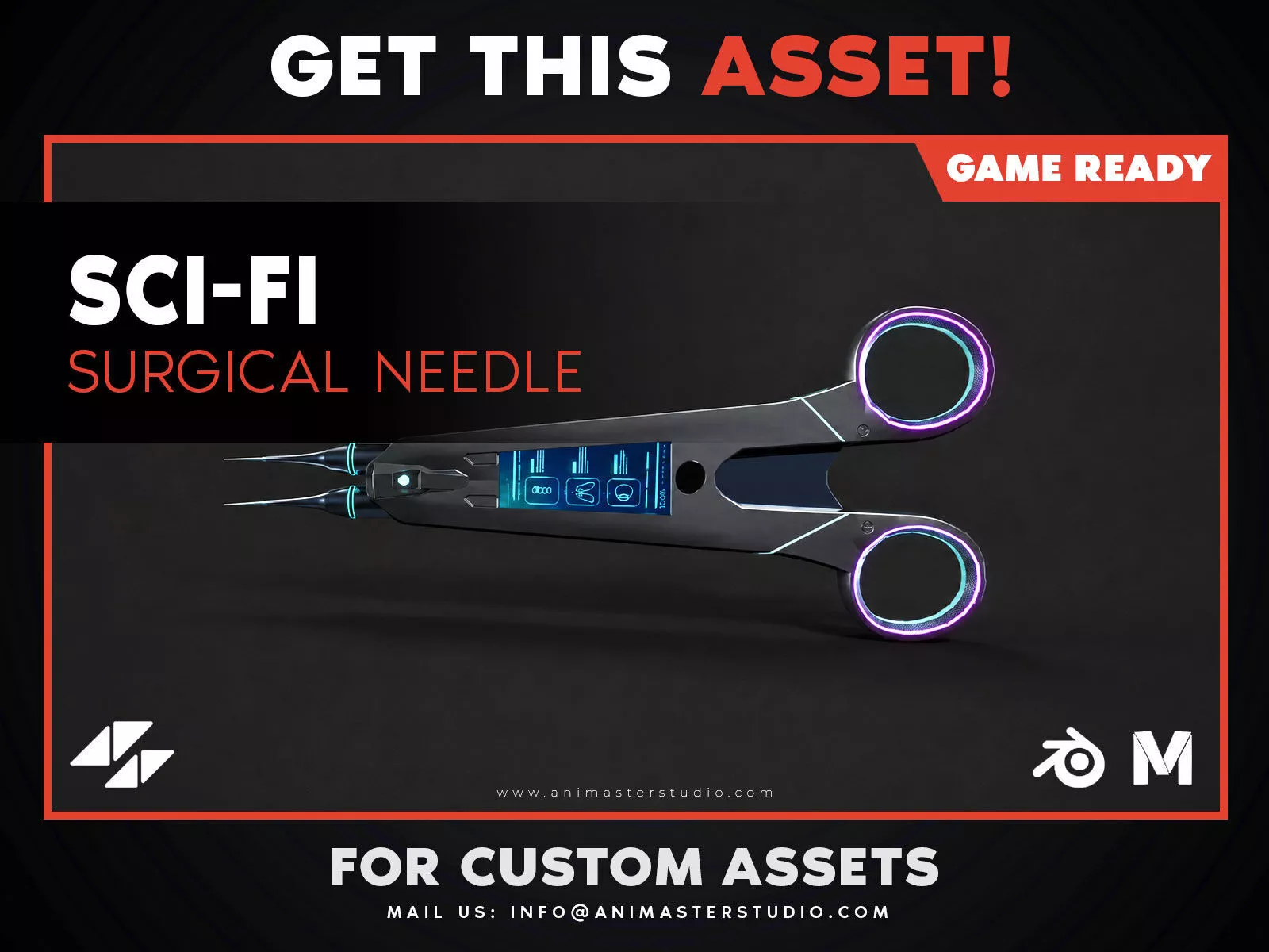 Sci-Fi Surgical Needle Holder Low-poly 3D model