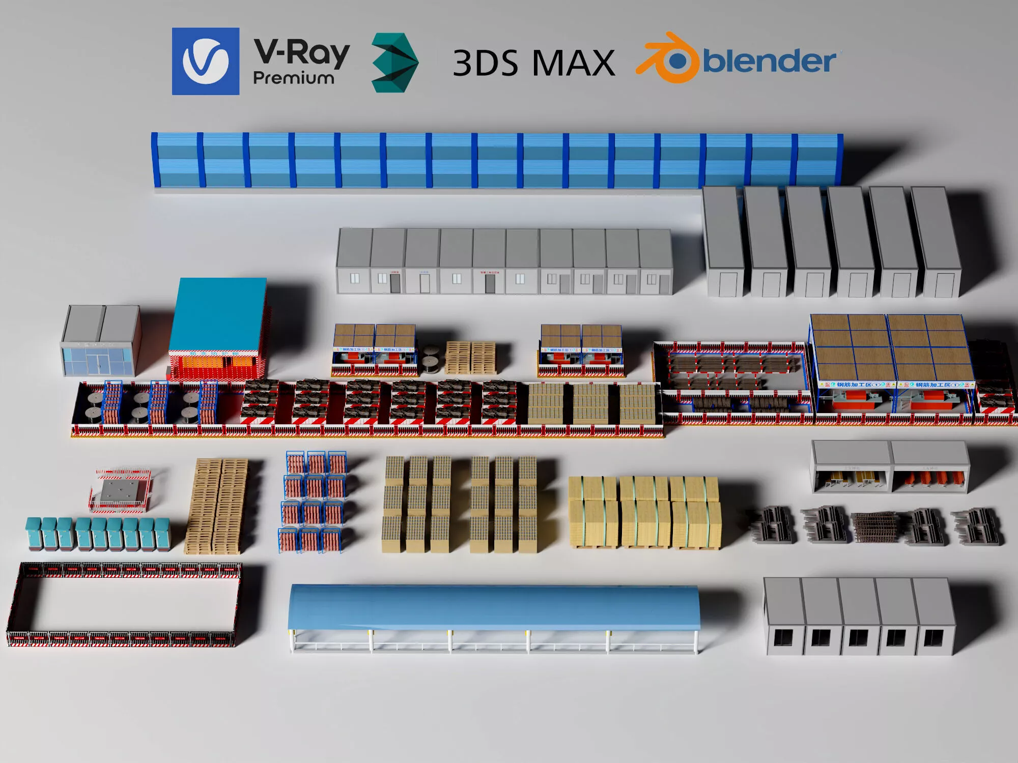 Industrial Warehouse Low-poly 3D model