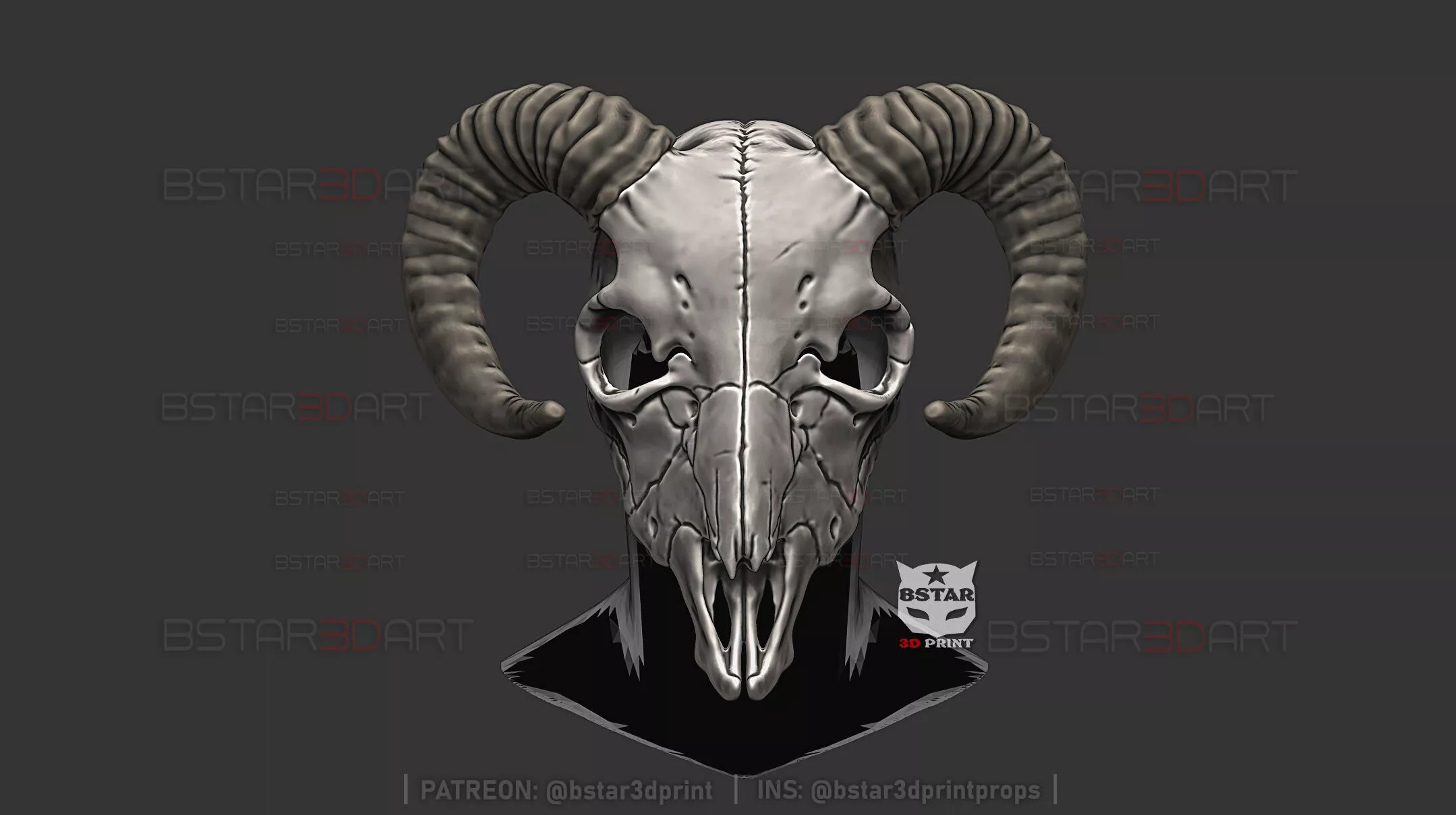 Goat Skull Face Mask - Halloween Cosplay 3D print model