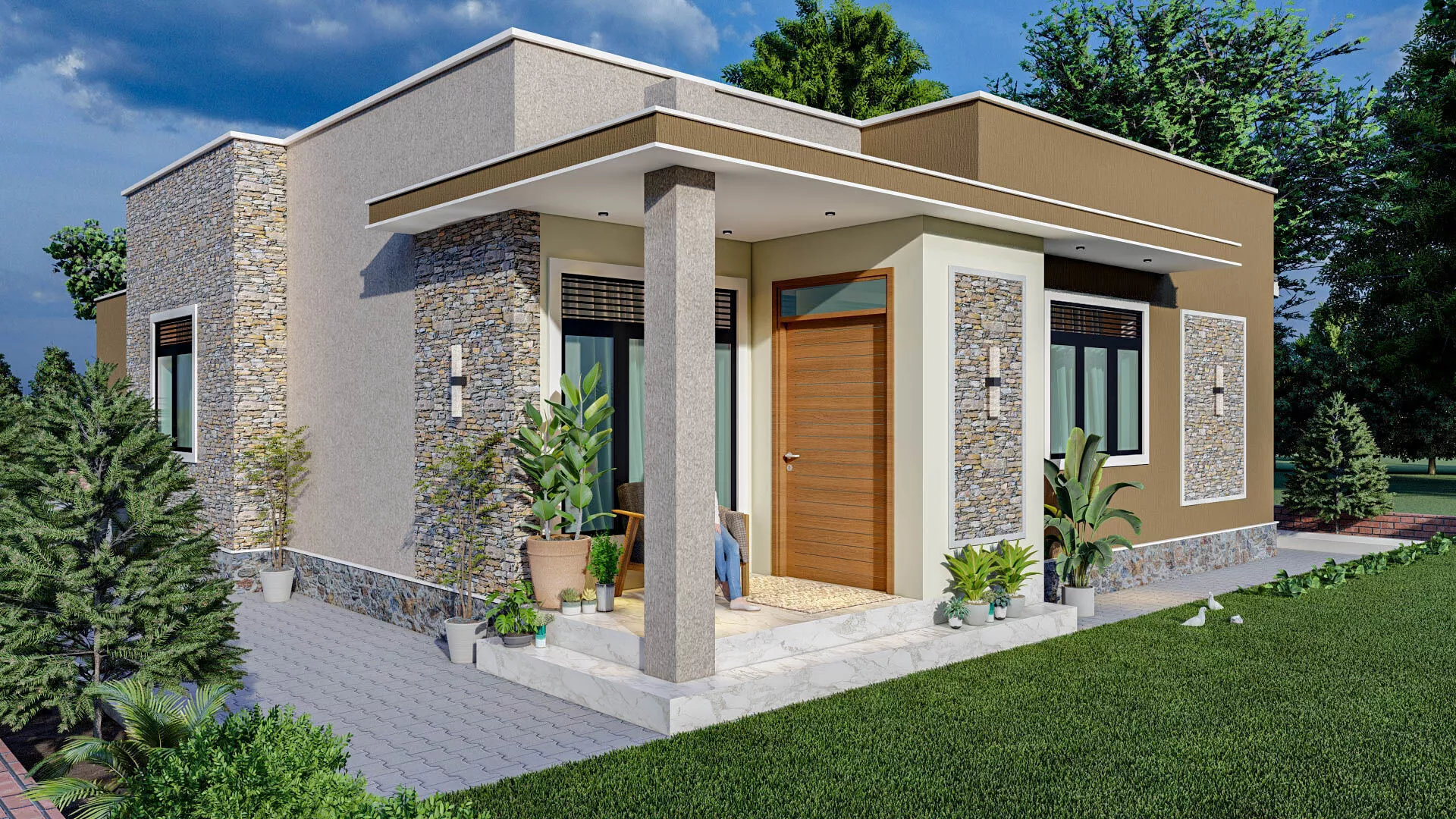 Contemporary 2BHK 3D model