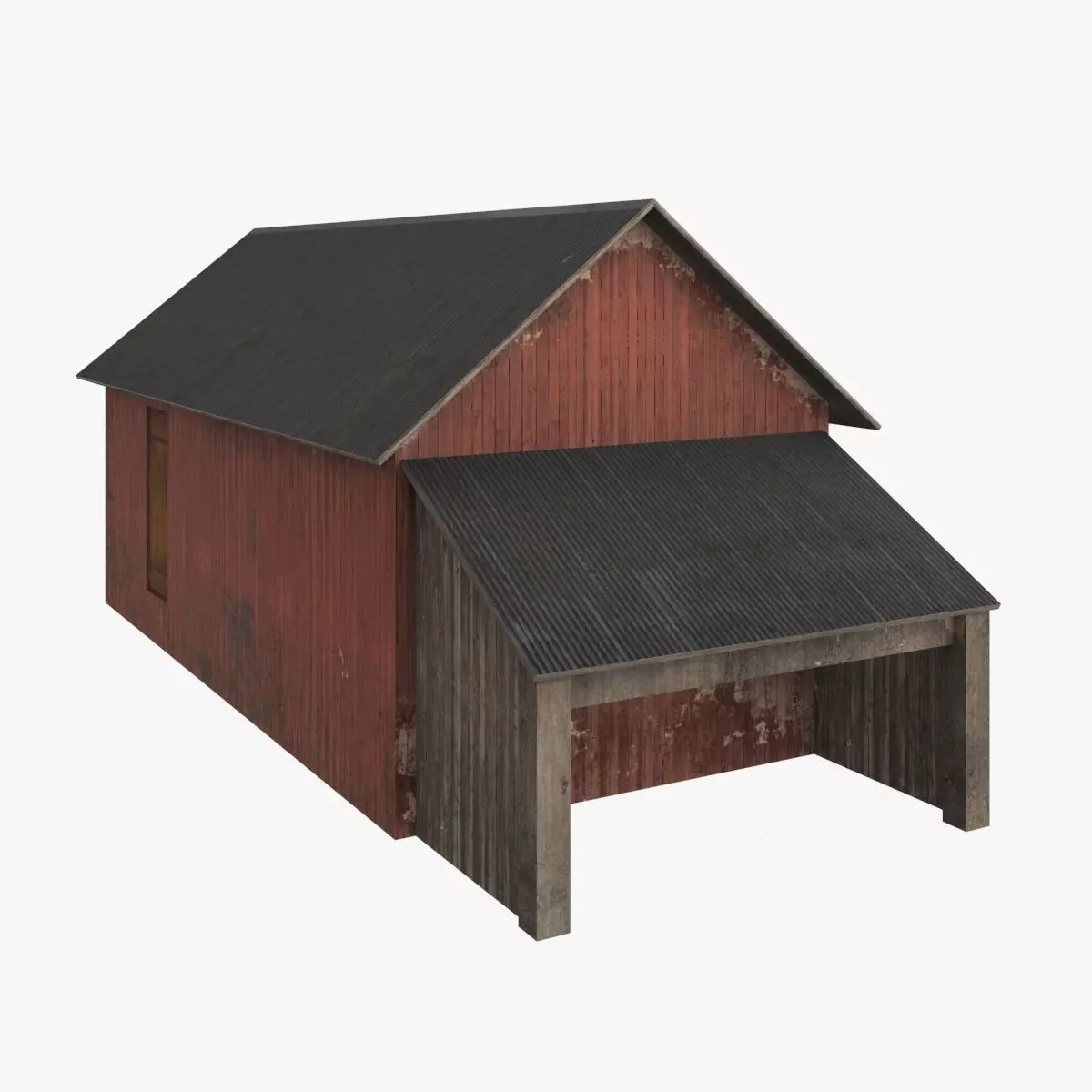 Old wood barrack low poly Free low-poly 3D model_0