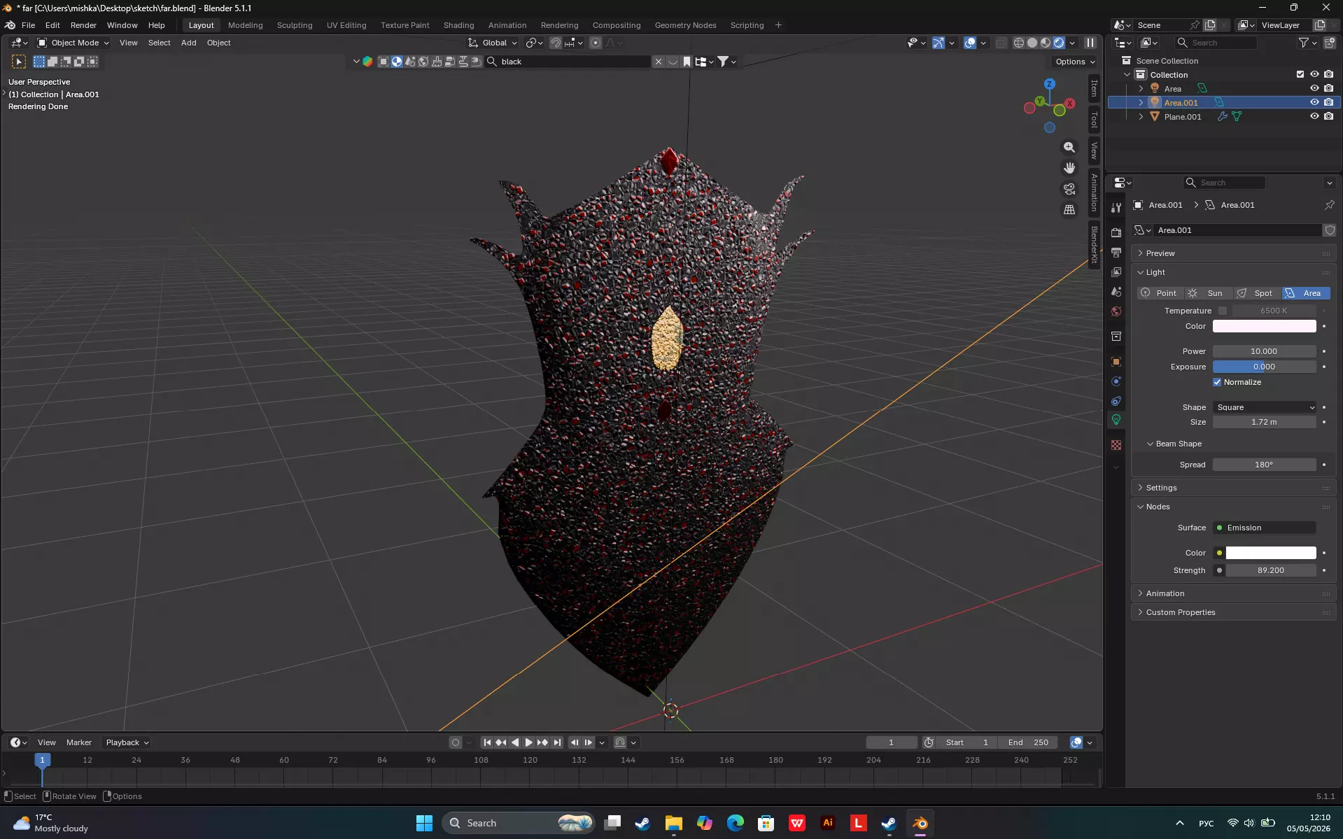 fantasy crystal shield game ready PRB 3D model Low-poly 3D model