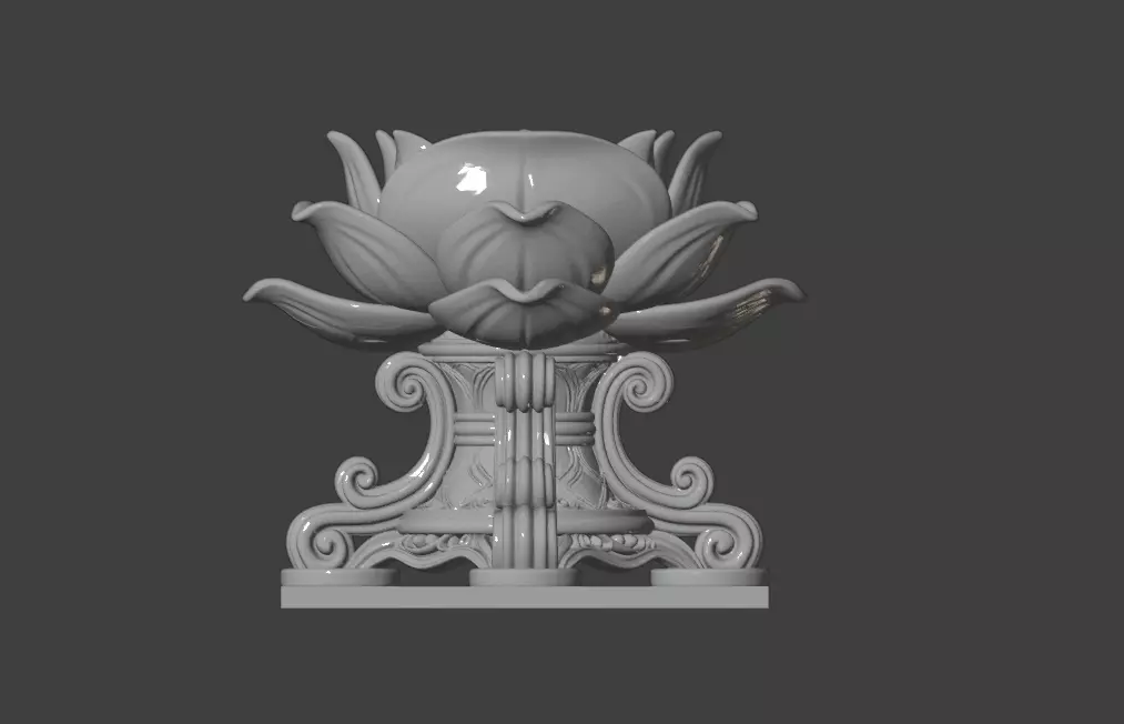 Lotus Flower Bowl on Ornamental Stand STL for 3D Printing 3D print model