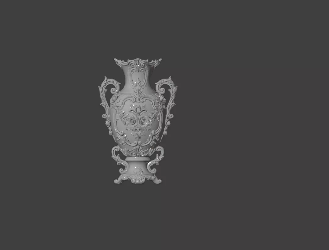 Classic Baroque-Style Vase with Rose Relief STL 3D print model