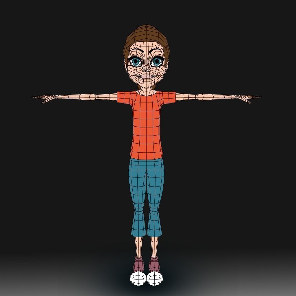 Cartoon Little Girl Daisy 3D model_1