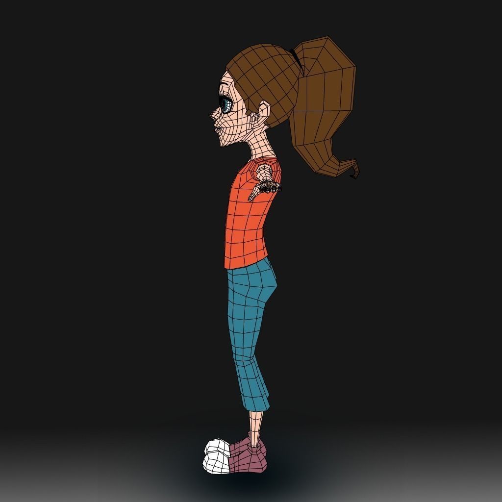 Cartoon Little Girl Daisy 3D model_3