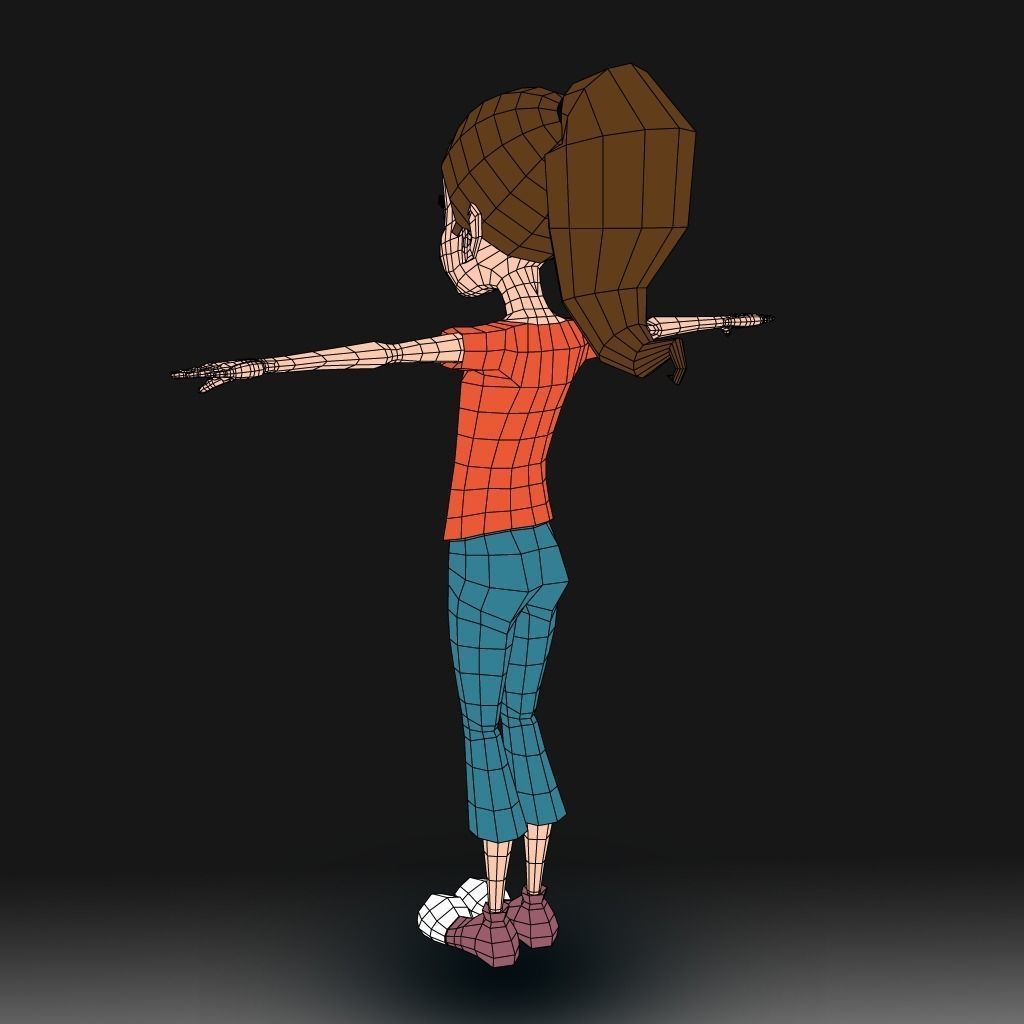 Cartoon Little Girl Daisy 3D model_4