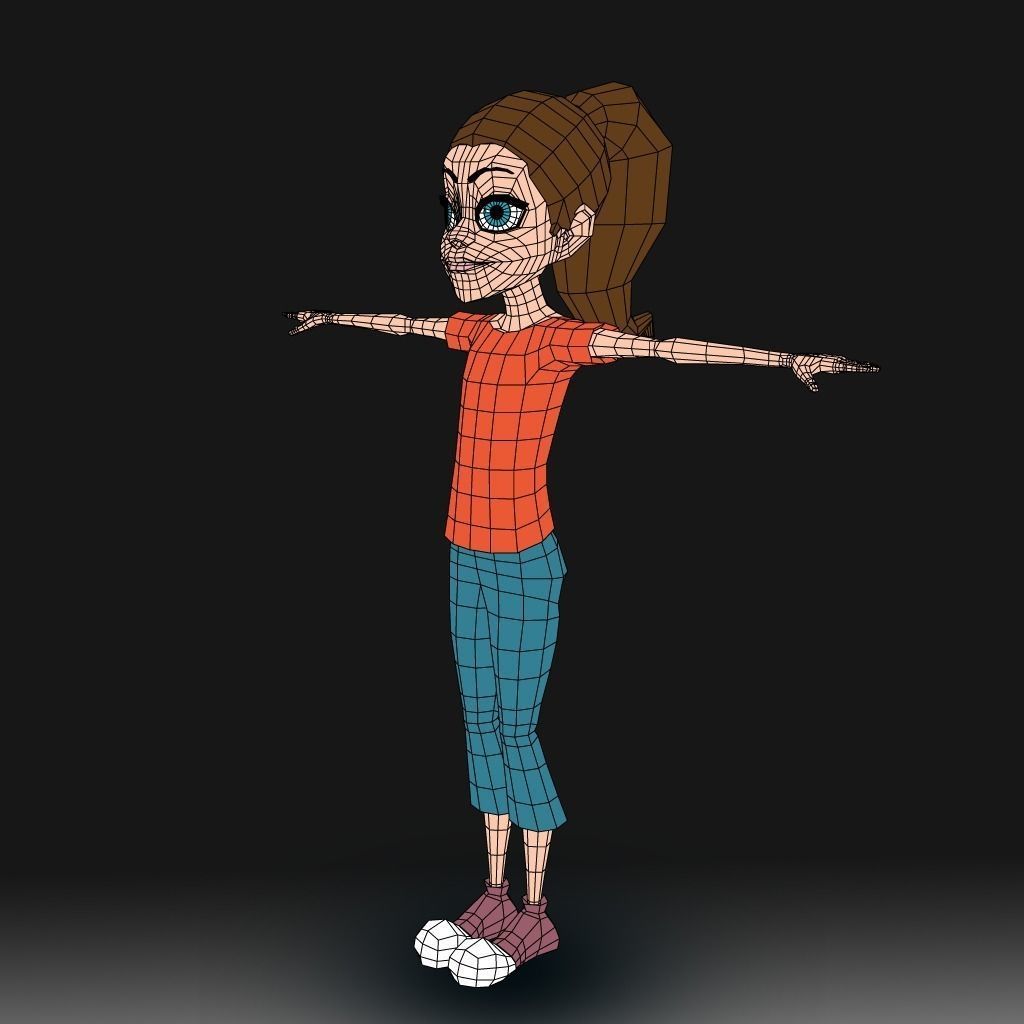 Cartoon Little Girl Daisy 3D model_2