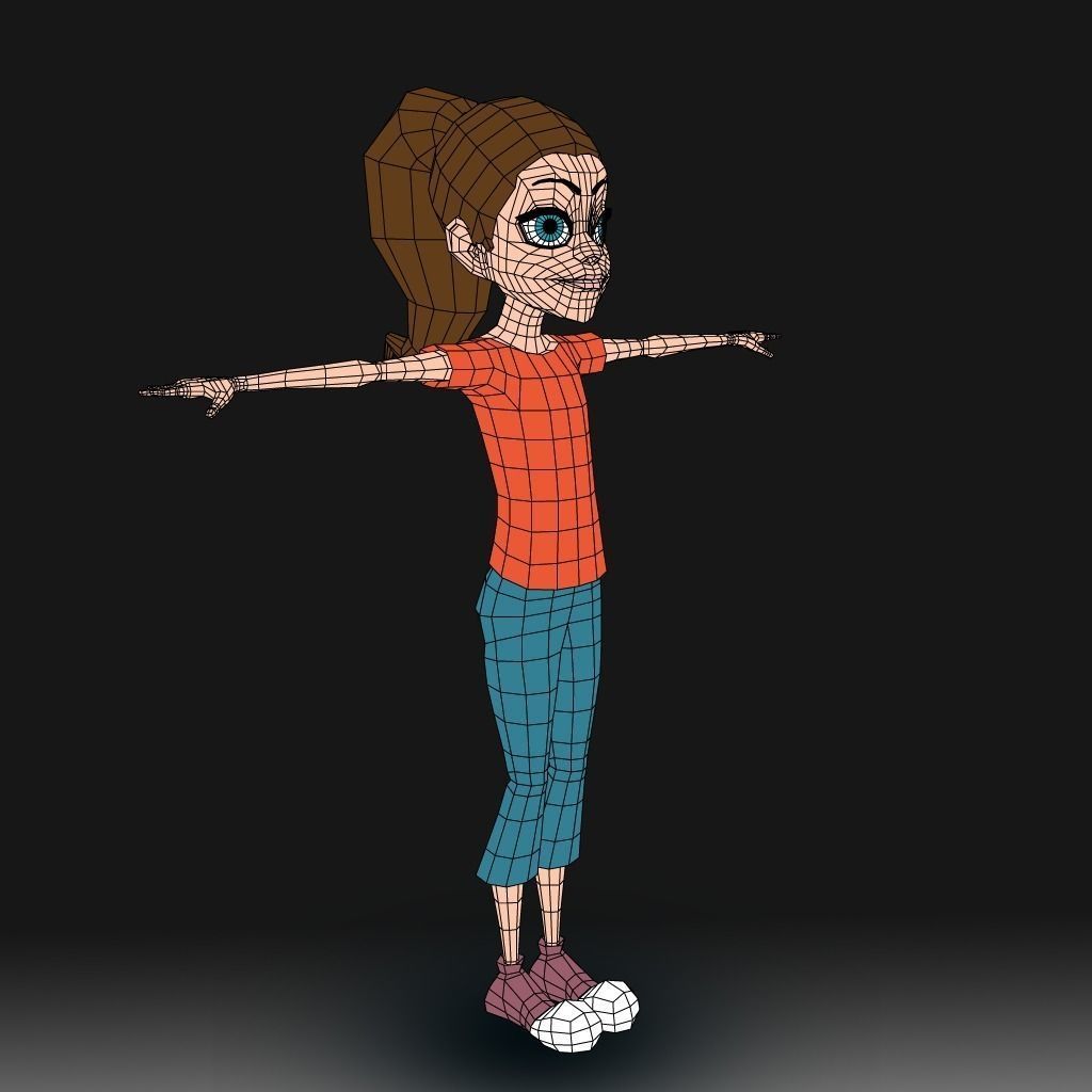 Cartoon Little Girl Daisy 3D model_8