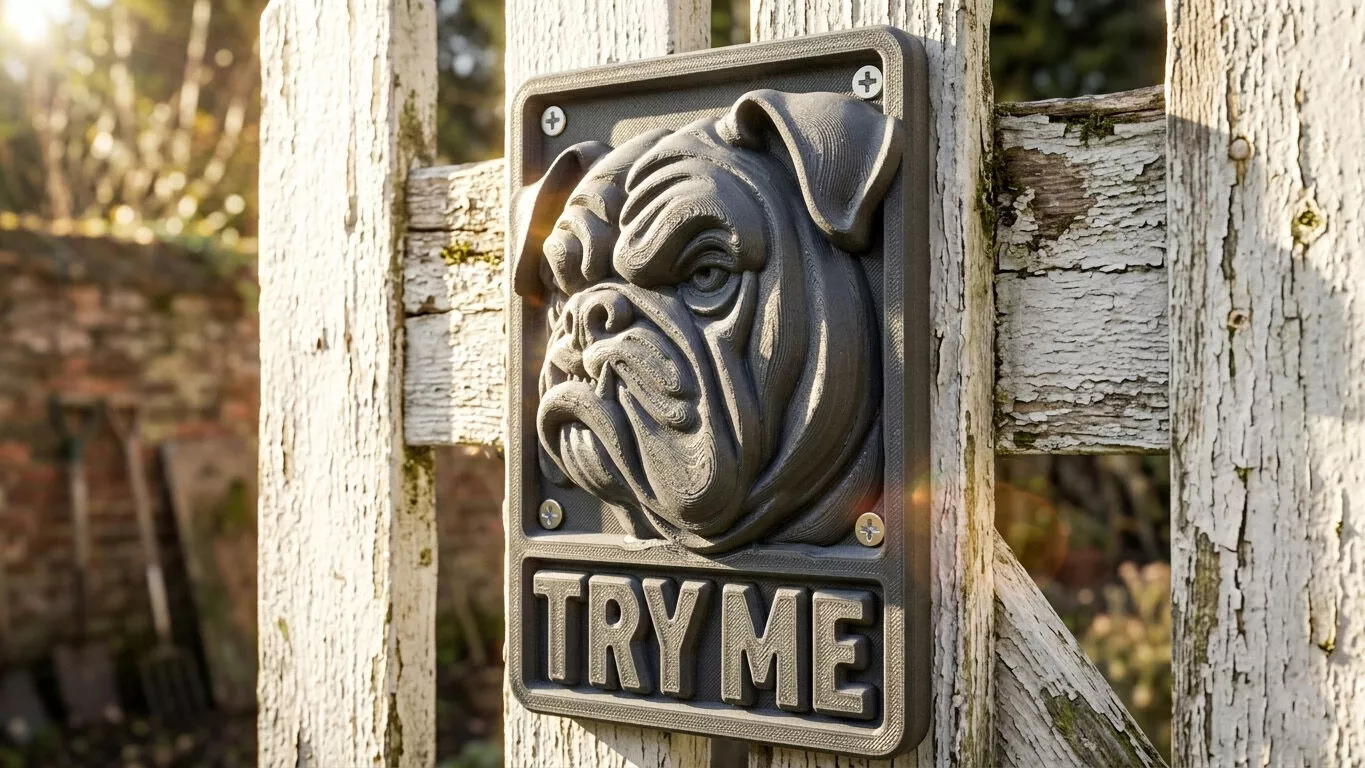 Bull Dog Fun Warning Sign 3D print model