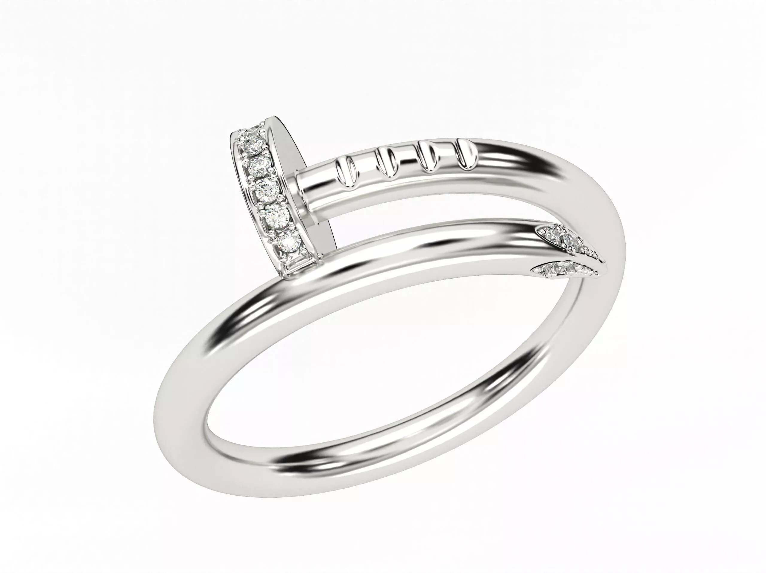 Women ring Juste un Clou with round diamonds 3D print model 3D print model