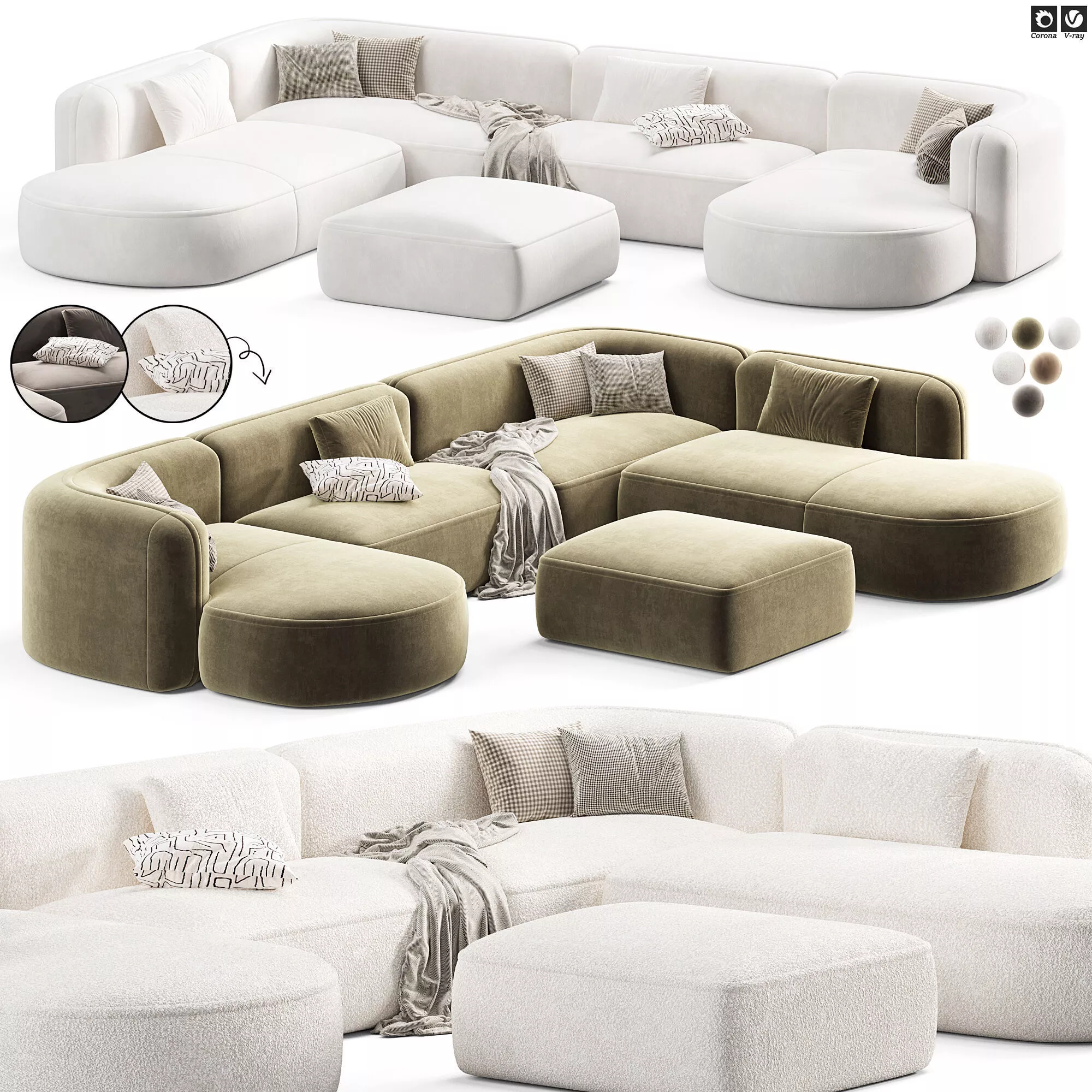 Luzaro Royalty Modular Sofa 3D model