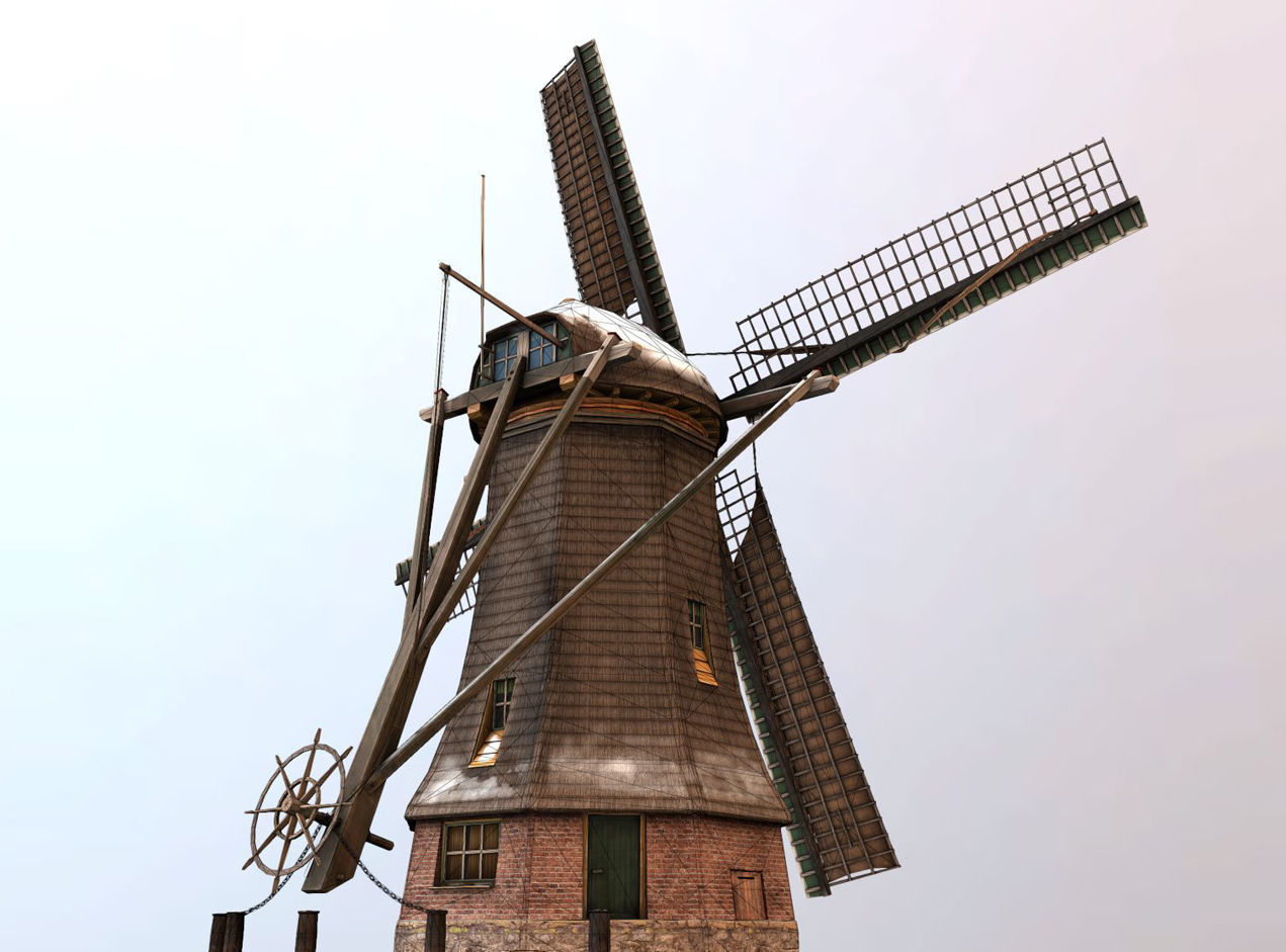 Holland WindMill Low-poly 3D model_5