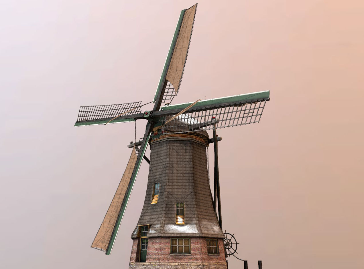 Holland WindMill Low-poly 3D model_10