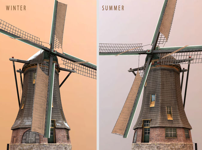 Holland WindMill Low-poly 3D model 2