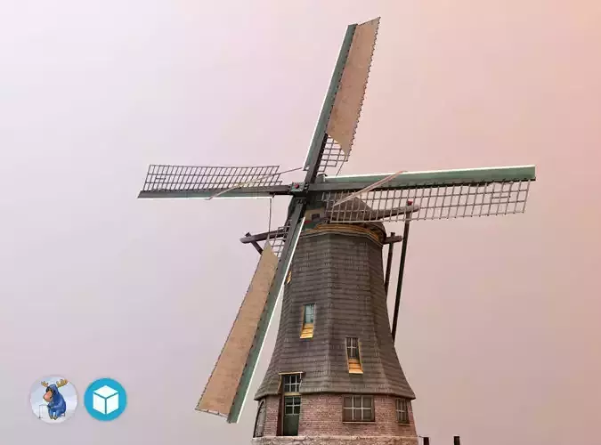 Holland WindMill Low-poly 3D model