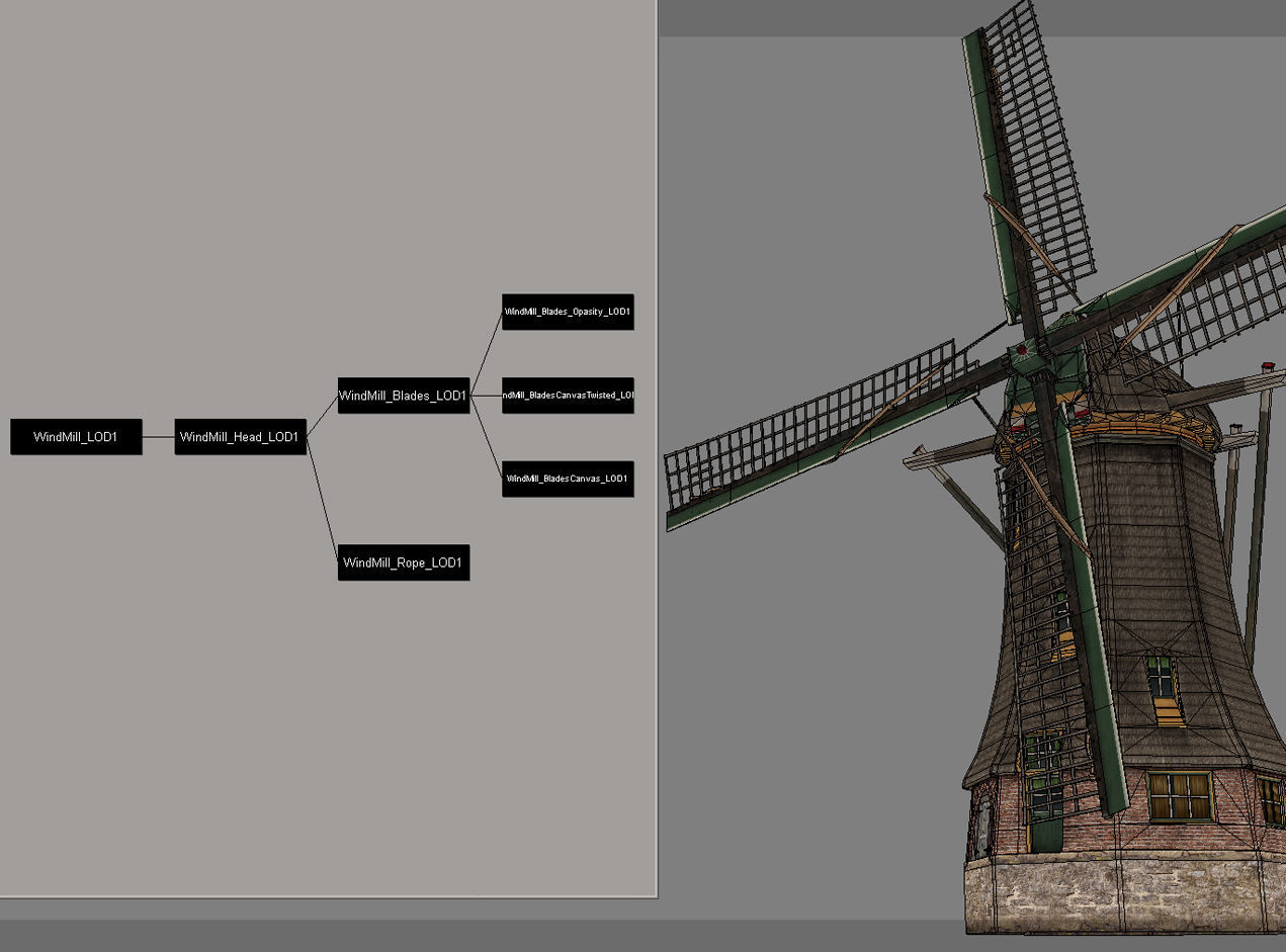 Holland WindMill Low-poly 3D model_13
