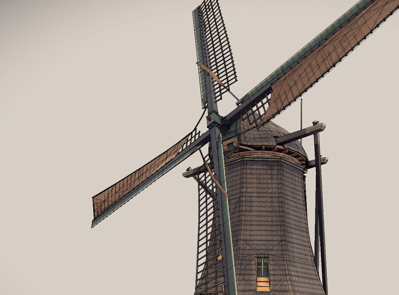 Holland WindMill Low-poly 3D model_14