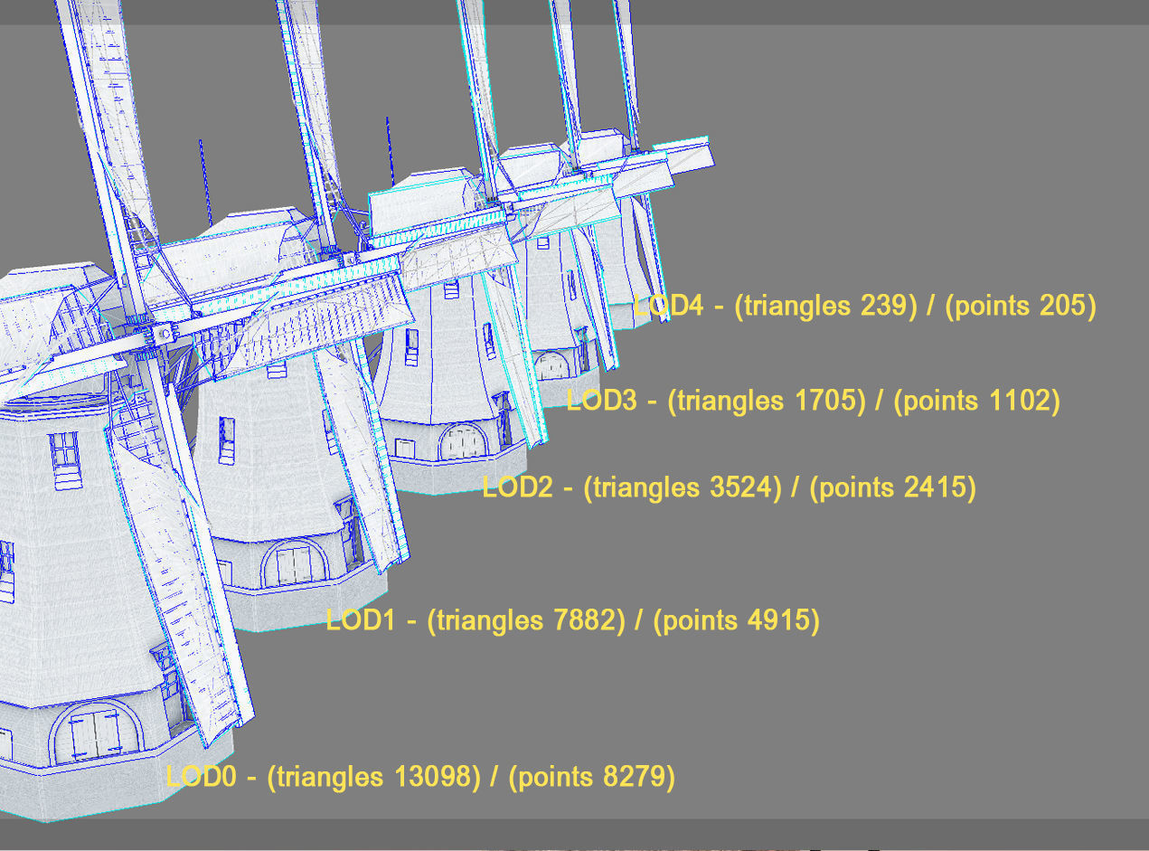 Holland WindMill Low-poly 3D model_16
