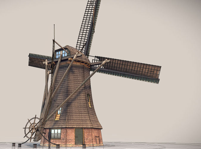 Holland WindMill Low-poly 3D model 7