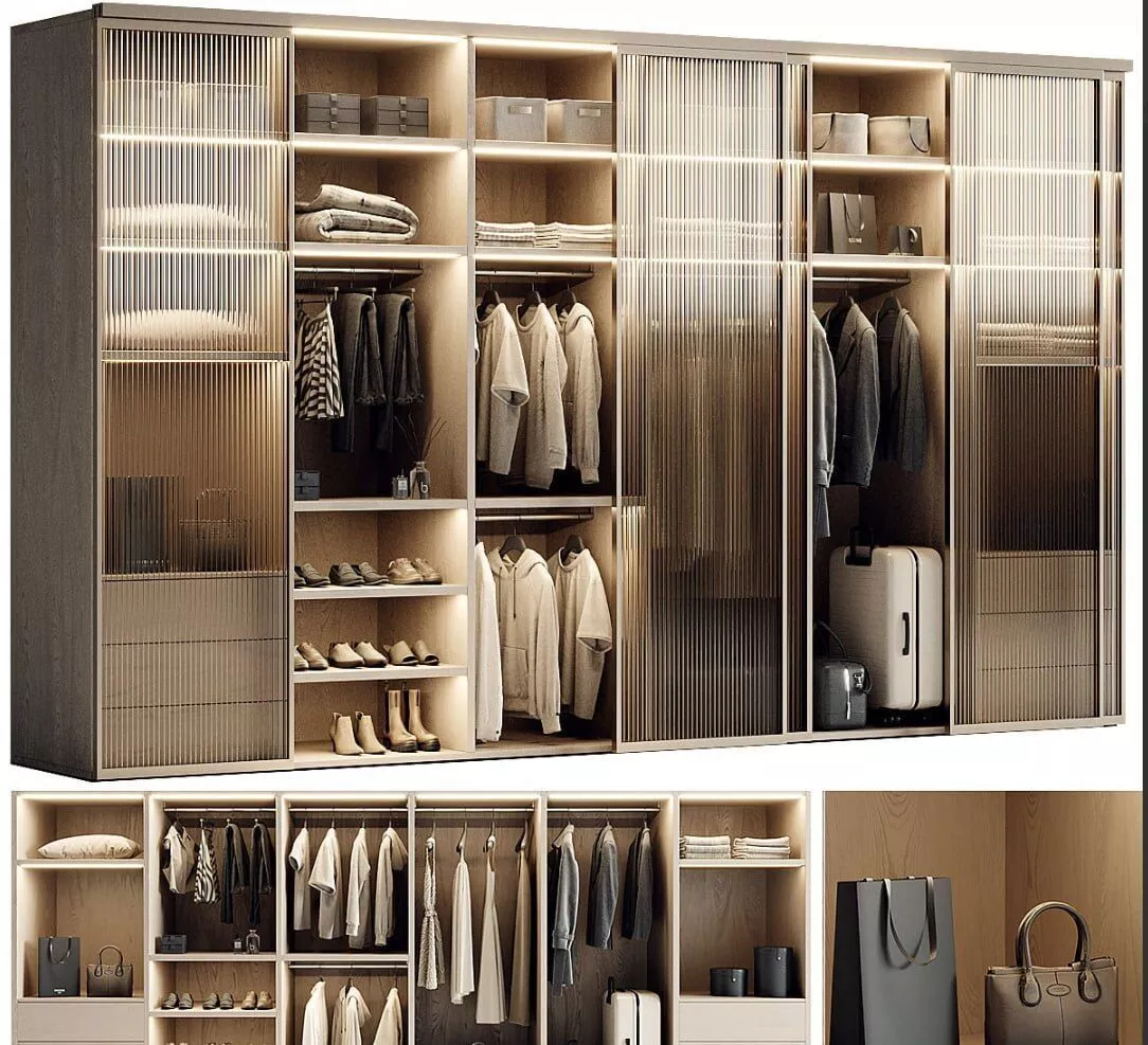 Modern wardrobe details 3d model Low-poly 3D model