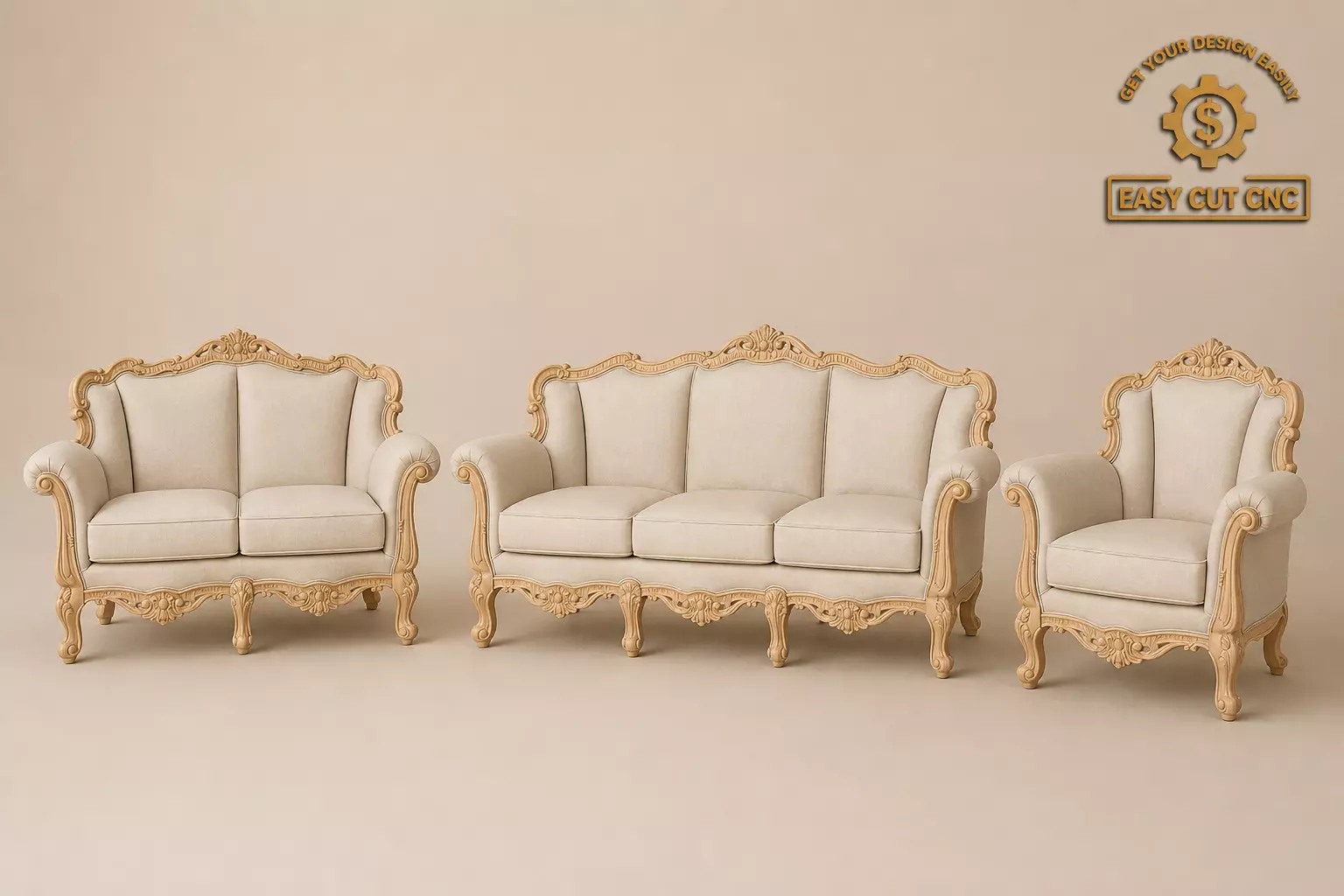 Luxury Classic Sofa Set CNC Design 3D model