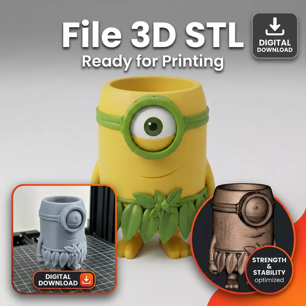 Minion Tropical Planter 3D Model Cartoon Plant Pot 3D print model