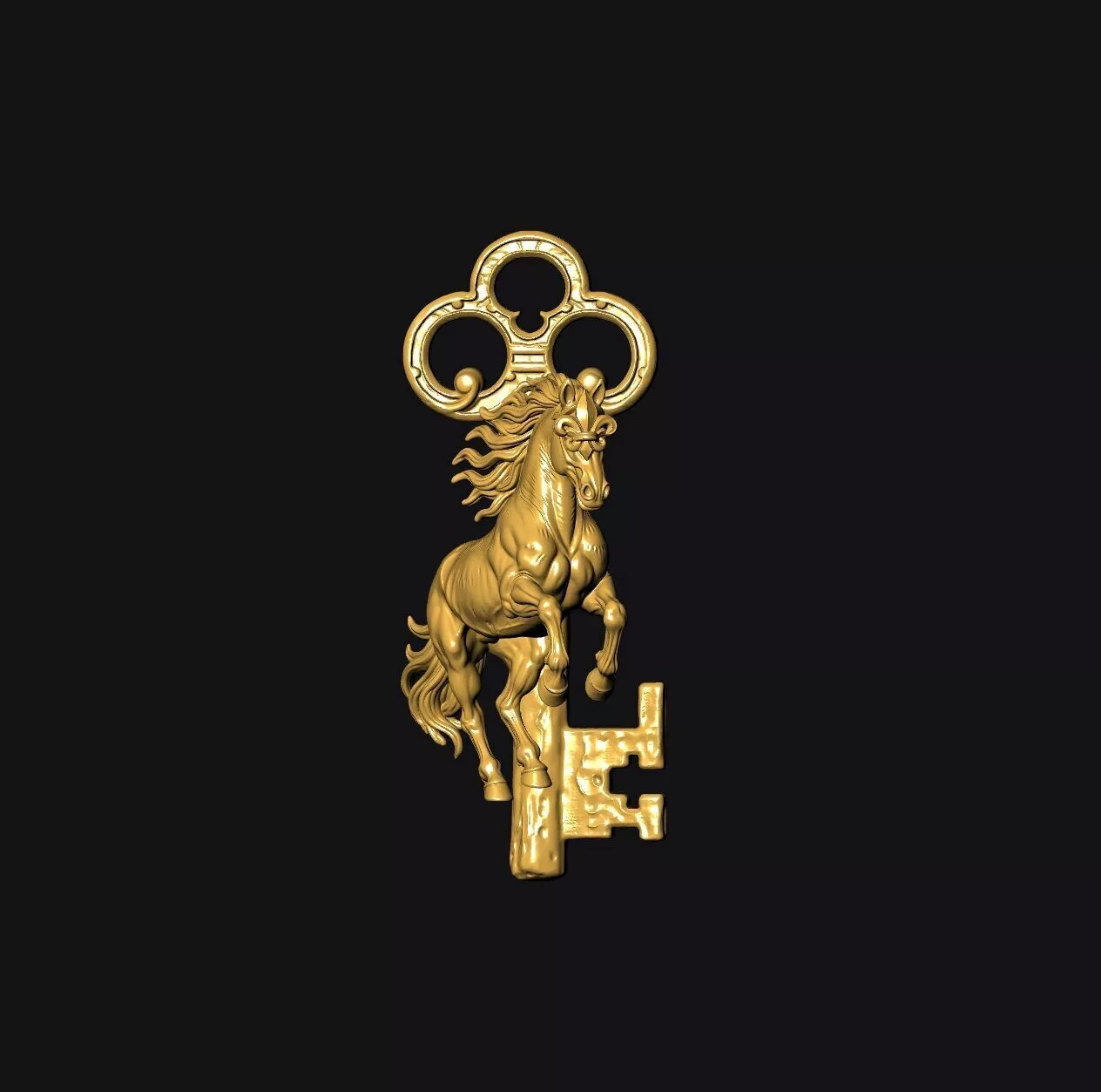 Gothic key horse - one inch pendant Free 3D print model