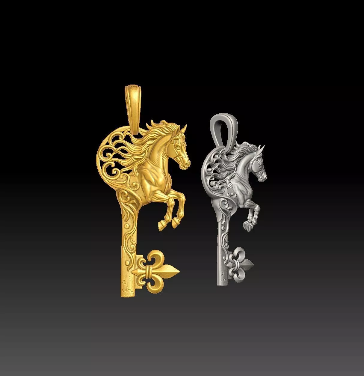 Gothic horse - one inch pendant 3D print model
