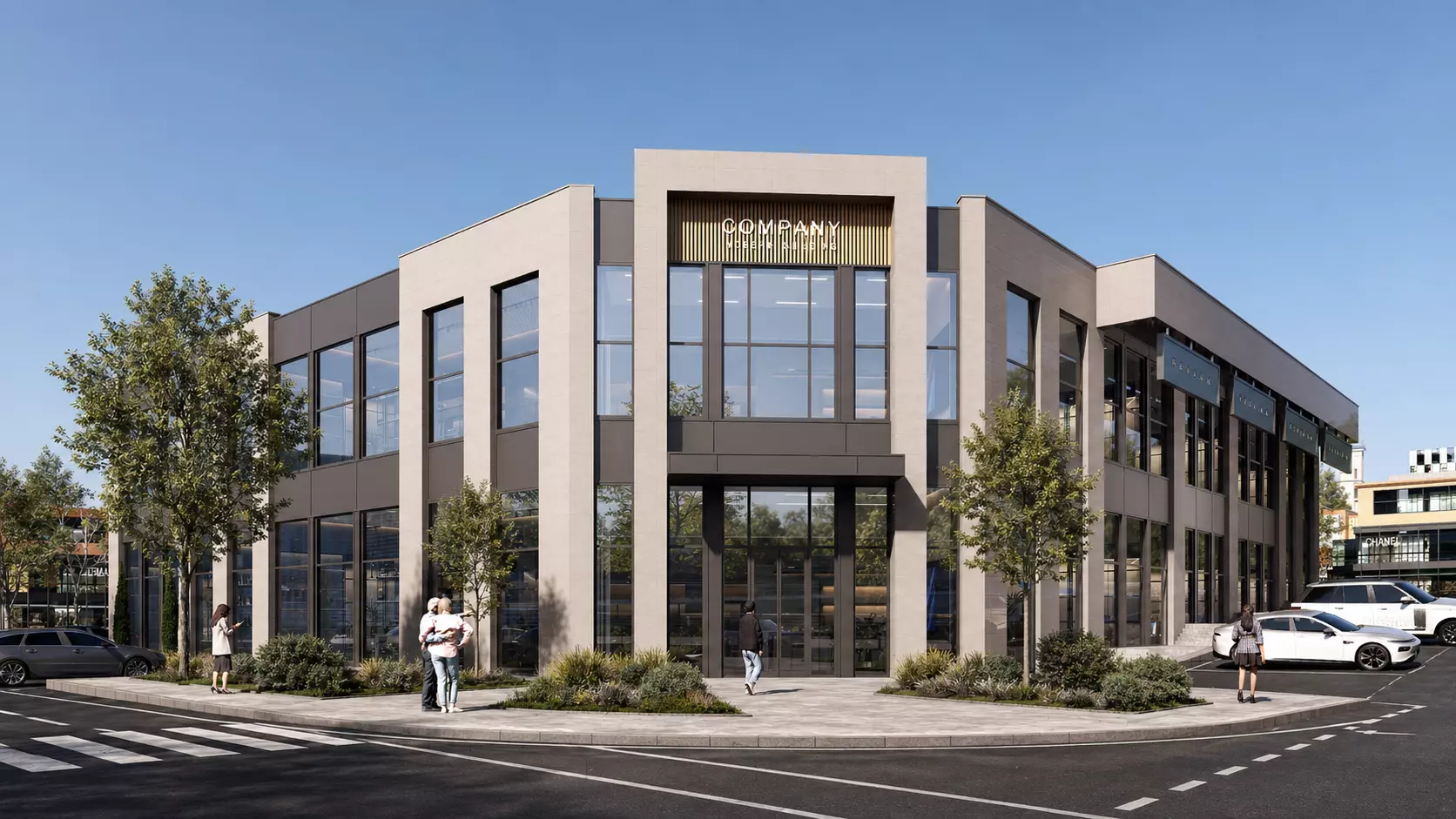 Commercial building Low-poly 3D model