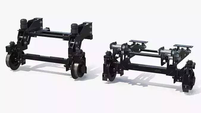 Hi-Rail Gear Rail Wheel Attachment System Set 3D model